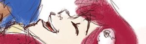 Profile of Yoko's smiling face.