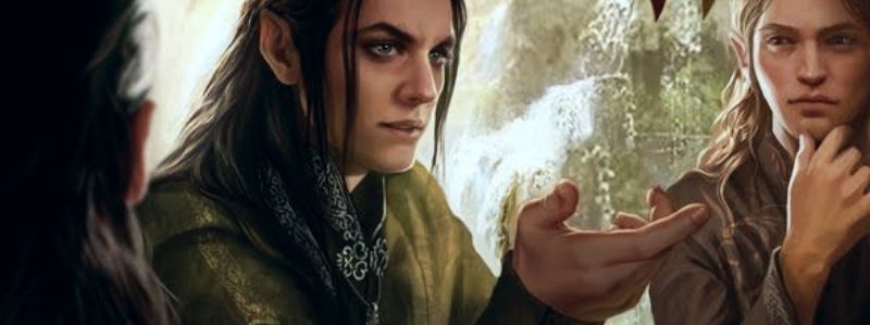 Erestor, an elf of the Havens, at the Council of Elrond; art by Magali Villeneuve