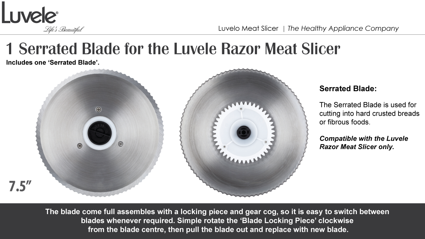 Luvele Razor Meat Slicer Serrated Blade x1 Replacement Blade for Food